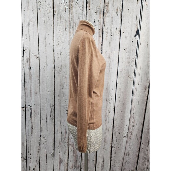 Maria Di Ripabianca 12 Lightweight Cashmere Turtleneck Sweater Tan Designer EUC - Picture 4 of 5